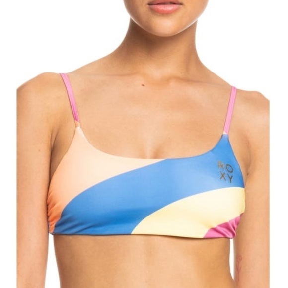 Roxy Pop Surf bralette bikini top bra Junior S boho color block coastal granny - Picture 2 of 12